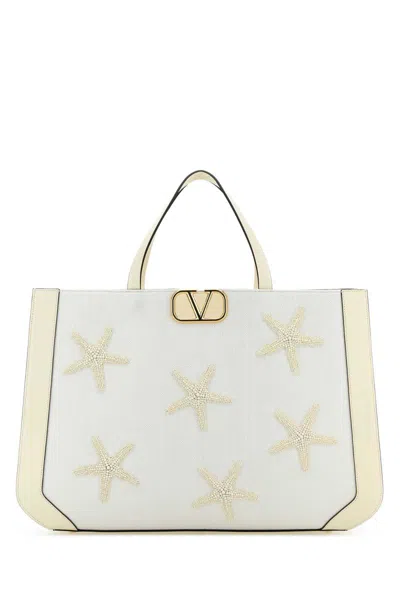 Valentino Garavani White Fabric  Escape Shopping Bag