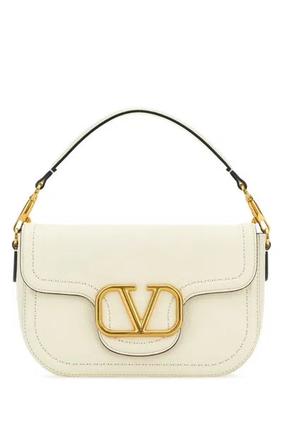 Valentino Garavani Women Ivory Leather Alltime Shoulder Bag In White