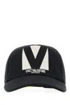 Valentino Garavani Black Hat With Logo On The Front In Cotton Man