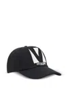 Valentino Cotton Baseball Cap With Embroidery And Curved Brim In Black