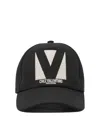 Valentino Garavani Black Hat With Logo On The Front In Cotton Man In Black
