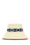 Valentino Embroidered Band Straw Bucket Hat In White