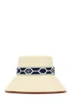 Valentino Embroidered Band Straw Bucket Hat In White