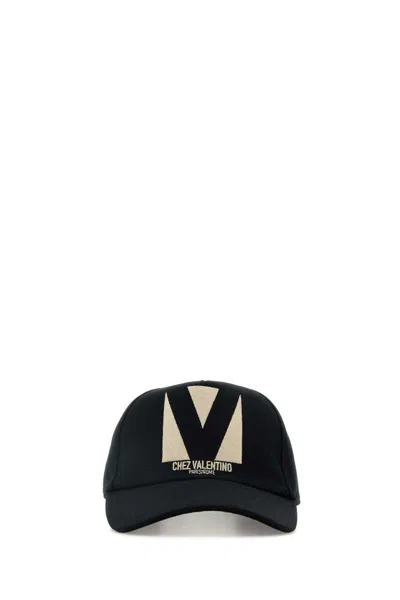 Valentino Garavani Valentino Curved Brim Baseball Hat In Lp Nero Burro
