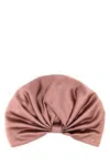 Valentino Wrap-around Silk Turban With Voluminous Effect In Beige And Gold In Landphardoro