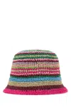 Valentino Multicolor Raffia Bucket Hat In Multicoloured
