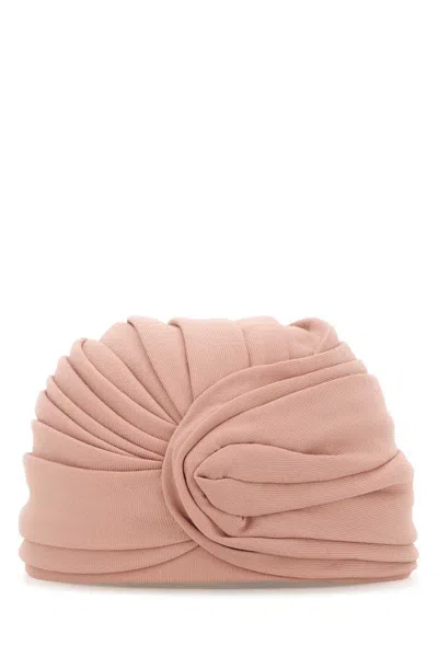 Valentino Garavani Pink Headdress Hat With Asymmetrical Design In Pink Virgin Wool Woman In Multicolor