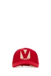 Valentino Logo Cotton Baseball Cap In Red