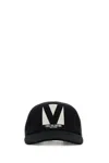 Valentino Garavani Black Hat With Logo On The Front In Cotton Man In Black