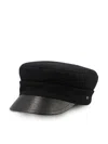 Valentino Garavani Vlogo Signature Wool Cap With Leather Visor In Black