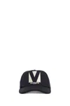 Valentino Garavani Black Baseball Cap With Butter Logo In Adjustable Cotton Women In Black