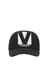 Valentino Cotton Baseball Cap With Embroidery And Curved Brim In Black