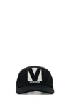 Valentino Garavani Black Hat With Logo On The Front In Cotton Man In Ivory Black.