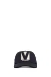 Valentino Garavani Black Baseball Cap With Butter Logo In Adjustable Cotton Women In Multicolor