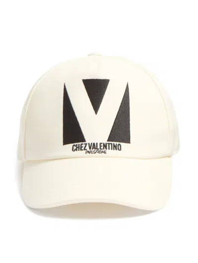Valentino Garavani Ivory Cotton Baseball Cap In Neutral