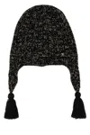 Valentino Wool Blend Beanie With Knit Texture And Tassel Embellishments In Black