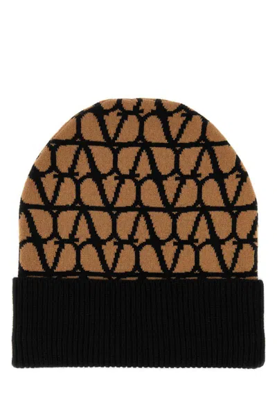Valentino Garavani Women Printed Cashmere Beanie Hat In Camner