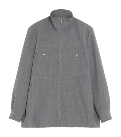 Valentino Garavani Heart Embellished Overshirt In Gray