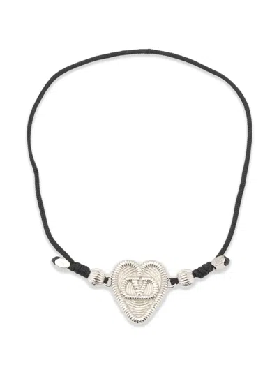 Valentino Garavani Heart-shaped Metal Pattern Accessory With Adjustable Strap In Black