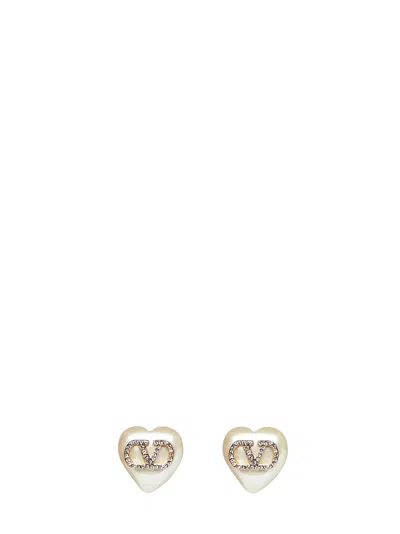 Valentino Garavani Heart-shaped Vlogo Signature Earrings In Red