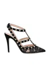 Valentino Rockstud 100 Lace And Suede Pumps In Black
