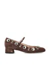 Valentino Stylish Block Heel Round Toe Pumps In Brown