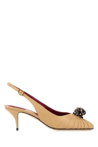 Valentino Garavani Leather Panthea Slingback Pumps 55 In Neutral