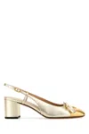 Valentino Valet Du Roi Vlogo Metallic Leather Slingback Pumps In Gold