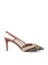 Valentino Vlogo Signature Slingback Pumps In Ivory/black/old Gold/tobacco