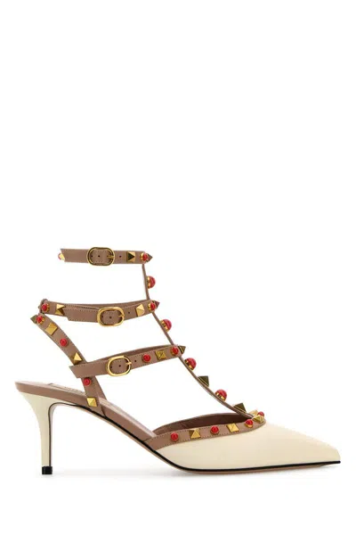 Valentino Garavani Heeled Shoes In Ivoryrosecannellecoralred