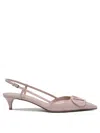 Valentino Garavani Womens Blush Vlogo 40 Pointed-toe Leather Slingback Courts In Pink