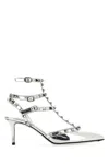 Valentino Silver Leather Rockstud Pumps In Silver