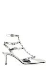 Valentino Silver Leather Rockstud Pumps In Silver