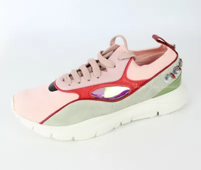 Pre-owned Valentino Garavani Heroes Embellished Sneakers, Eur 38.5, Msrp $745 In Pink