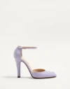 Valentino Garavani Hi Dolly Fabric Pumps With 105 Mm Floral Embroidery Woman Ultra Violet 40 In Purple