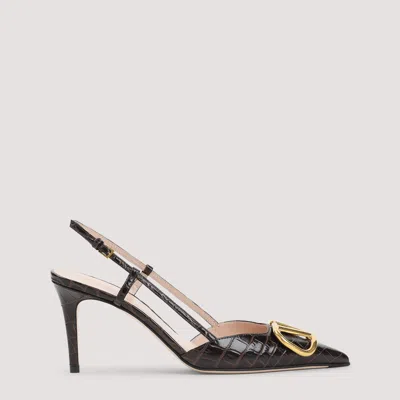 Valentino Garavani High Heel Sling Back Pumps In Brown