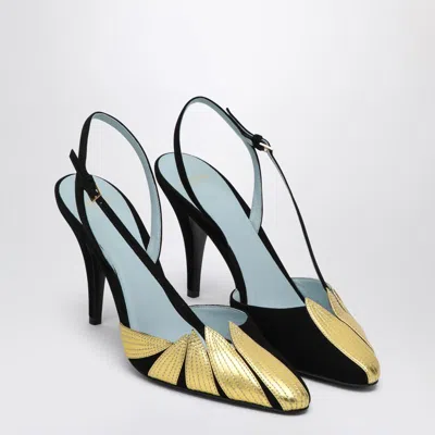 VALENTINO GARAVANI VALENTINO GARAVANI HIGH SLINGBACK FOLIEFOLIAGE AND GOLD