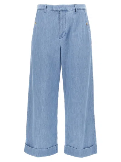 Valentino Garavani High-waisted Turn-up Jeans With Wide Leg Design In Blue