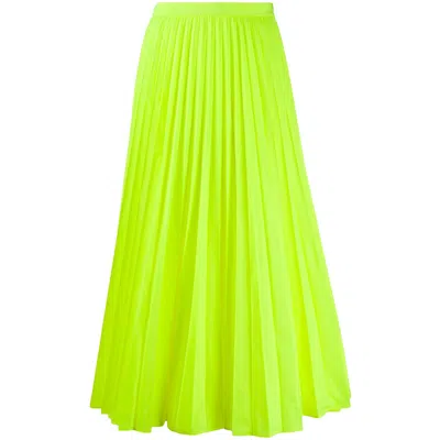 Valentino Garavani High-waisted Pleated Midi Skirt In Green