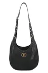 Valentino Hoboho Small Shoulder Bag With Studded Strap In Black