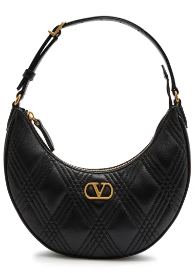 Valentino Garavani Hobo Quiltie 67 Mini Leather Top Handle Bag In Black