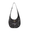Valentino Garavani  Garavani Hoboho Small Nappa Leather Hobo Bag With Chevron Pattern And S In Black