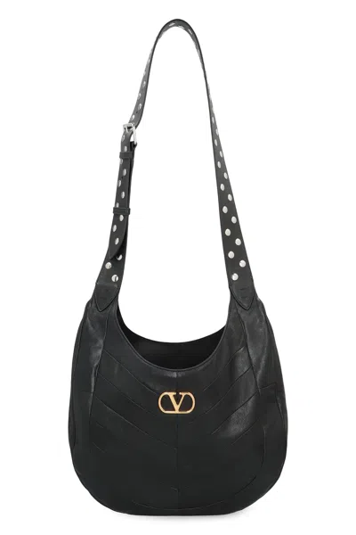 Valentino Garavani Womens Nero Hoboho Medium Leather Shoulder Bag In Black