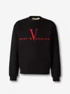Valentino Crew Neck Sweatshirt Made In Italy In Black