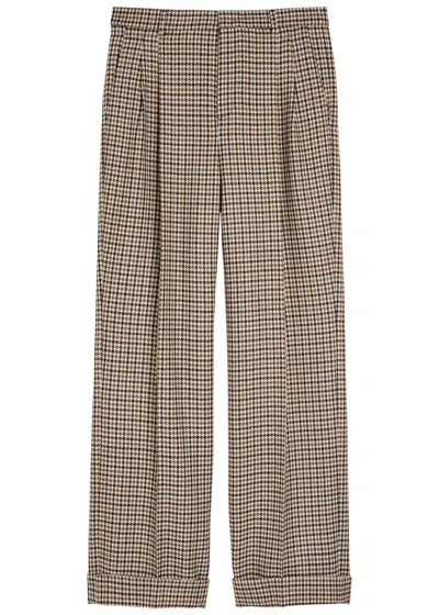 Valentino Garavani Houndstooth Straight-leg Wool Trousers In Multi