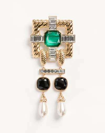 Valentino Garavani Hypergoutte Brooch In Metal And Resin Woman Gold/multicolour Uni
