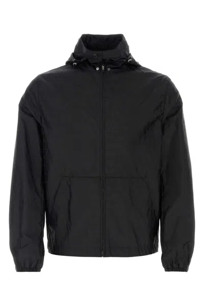 Valentino Garavani Iconographic Nylon Windbreaker Jacket For Men In Black