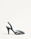 Valentino Impudance Leather And Mesh Slingback Pumps In Black/nude