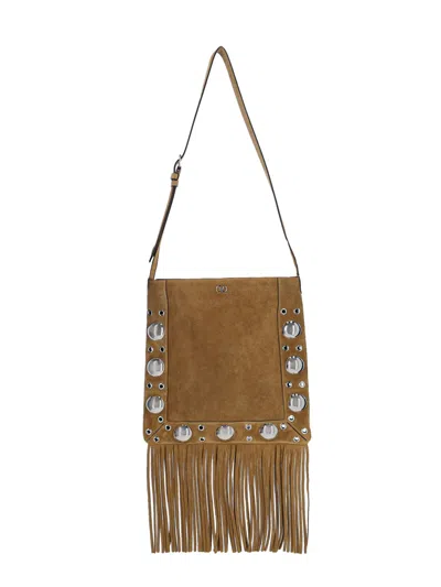Valentino Garavani Italian Leather Shoulder Bag For Women In Beige