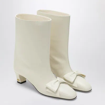 VALENTINO GARAVANI VALENTINO GARAVANI IVORY BOWOW ANKLE BOOTS